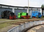 Eine kleine Samlung von Kleinlokomotiven bei einer Ausstellung am 24.09.2010 in Schwerin