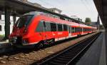 Hier 442 844-7 als RE7 (RE4380) von Ludwigslust nach Wismar, dieser Triebzug stand am 21.7.2014 in Schwerin Hbf. 