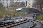 Blick auf das sdwestliche Gleisvorfeld in Sebnitz,das ganz linke Gleis , aus Dolny Poustevna kommend , ist sogar noch mit einem Prellbock versehen.
20.10.2013 13:56 Uhr