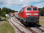 218 366,am 13.Juli 2014,mit dem IC 2423 nach Köln,in Heringsdorf.