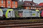 . BLS Cargo 486 507-7 steht mit mehreren Loks im Bahnhofsbereich von Singen. 08.09.2017 (Hans)