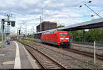 Nachschuss auf 101 127-9, die von Gleis 15 in die Abstellgruppe von Stuttgart Hbf fährt.