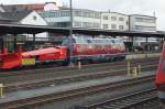 Notschuss in Weiden am 15.03.14  Gut verdeckt durch einen Triebwagen der Baureihe 628 steht dort die V 270.10 von Sgl mit einem Schneeepflug 94 75 205-7   Aus dem fahrenden Zug fotografiert