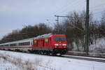 245 021 der DB fuhr am 21.1.24 am IC 2152 von Gera nach Düsseldorf. Hier kurz nach dem Halt in Weimar.