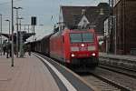 185 070-0 bei der Durchfahrt am 22.05.2013 mit einem Schiebewandwagenzug in Worms Hbf.