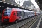 Dreiteilige Leerfahrt aus LINT 42 und 54 am Hausbahnsteig in Worms: 622 022, 623 007 und 622 038 (21.1.16).