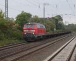 Ein eher sehr seltenes Bild fr mich,218 490-1 mit einem Gz bestehend aus Flachwagen fuhr am 14.09.2009 aus Richtung Minden kommend in Richtung Seelze.Fotografiert am Wunstorfer Bahnhof.