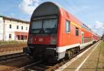 Hier ein RE3 (RE18313) von Stralsund Hbf. nach Elsterwerda, dieser Zug stand am 22.7.2014 in Zossen. Zuglok war 114 003-7.