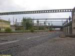 Die Zufahrtsgleise zur im Bau befindlichen S-Bahn-Werkstatt  auf dem Gelnde des alten Postbahnhofes in Frankfurt am Main  waren am 02.10.2005 auch schon verlegt und eingeschottert.