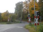 Ein Bahnbergang in Greiz wo keine Gleise mehr liegen.Strecke Greiz-Werdau sie wurde 1999 stillgelegt,zuletzt fuhren hier die Loks der BR 219.