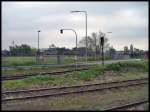 Bahnbergang  Am Fallhammer  im Dsseldorfer Hafen  Rechts vom berwachungssignal befindet sich eine  Schienen-Schienen-Kreuzung , die jedoch so nicht mehr genutzt wird.