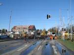 Bauarbeiten am Bahnbergang in Samtens am 11.November 2013.