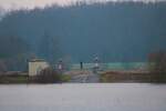 Bahnübergang im Wasser am 20.01.23 bei Nidderau Eichen 