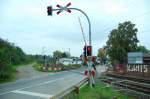 Bahnbergang Klner Strae in Jchen am 14.10.2010 von sden her gesehen.