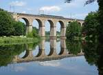 Viadukt Limmritz über die Zschopau an der  Bankrottmeile  des Abschnitts Limmritz–Waldheim der Bahnstrecke Riesa–Chemnitz, aufgenommen am 6.6.2017