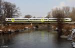 AGILIS 440 904 als ag 84318 Eggmhl - Ingolstadt, KBS 993 Regensburg - Ulm, fotografiert auf der Brcke ber die Paar bei Manching am 09.02.2012