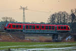 DB REGIO Lint 41 am frühen Abend auf der Ueckerbrücke bei Torgelow.