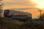 DB REGIO Lint 41 am frühen Abend auf der Ueckerbrücke bei Torgelow.