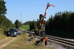 Ausfahrsignal P1 hängt am Haken und macht sich auf die Reise, Bf Löffingen 31.7.18