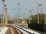 Signalanlage in Richtung Cottbus im Bereich des Bahnhofes Calau am 15.03.2013