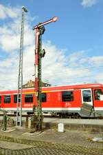 Museales Doppelflgelsignal in Sinsheim auf dem Gelnde der Eisenbahn Freunde Kraichgau.