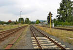 Mit dem Fahrrad von Kassel nach Halle (Saale) | Tag 4 Berga-Kelbra–Riestedt  Güterverladung in Rottleberode    Die nördlichen Gleisanlagen des Güterbahnhofs Rottleberode Süd.