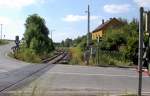 Blick in die stliche Weichenstrae des ehemaligen Bahnhofs Flandersbach gen westen.
Foto vom 18. Juli 2010