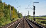 Gleise bis zum  Horizont  auf der Strecke zwischen Brhl und Bonn.