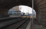 Anschlussgleise zum Frankenbach Terminal und zum Industriegebiet Mombach, im Hafen von Mainz; 28.03.2011