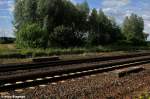 Die letzten Reste der ehemaligen Fugngerbrcke,auch  Galgen  genannt,im ehemaligen Bahnhof Schnwalde (10.06.12)