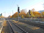 Ausfahrsignale P1 und P2 von Anklam am 31.Oktober 2018.