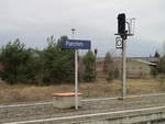 Vorsignalwiederholder auf dem Bahnsteig 2 und 3 in Parchim.Aufgenommen am 22.Februar 2020.