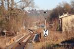 31.12.2013 Elsterberg. Ausfahrvorsignal. Dem Triebfahrzeugführer über die Schulter geknipst.