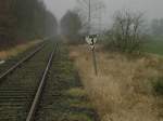 Der Blick von einem kleinen Bahnbergang zwischen Hervest-Dorsten und Kusenhorst (ehemals bis Haltern) am 21.