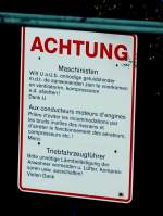 Nette Bahn, dieses Schild hngt an einem Oberleitungsmast vor der Aachener Sdrampe richtung Belgien