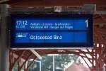 Zugzielanzeiger für EC 378 auf dem Bahnhof Pasewalk. - 23.08.2015