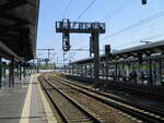 Signalbrücke an der östlichen Ausfahrt,am 28.August 2023,in Erfurt.