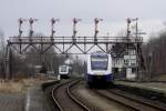 Rangierbewegungen unter der Harzburger Signalbrücke (rechts 622 206).