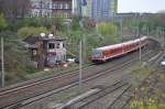 Ein weiteres Stck Bahngeschichte fllt dem Abriss zum Opfer. Das Stellwerk W1 in Berlin Frankfurter Allee aufgenommen am 28.04.2013 von der Brcke. 