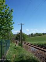 Ein Telegrafenmast an der Strecke Schwarzenberg - Annaberg Buchholz Sd.