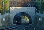 Am Montag, 03.10.2022 überführten die Eisenbahnfreunde Zollernbahn (EFZ) ihre Schnellzugdampflok 01 519 alias 01 1519-6 solo von Würzburg-Zell über die Frankenbahn, Lauda und Heilbronn nach Rottweil. Hier aufgenommen beim 2019 sanierten Wittighäuser Tunnel.