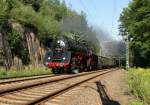 20.08.2010, 01 509 zieht den Heizhausexpress 2010 auf der Tharandter Rampe, hier in Hhe Seerenteich (zwischen Hp.