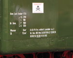 Ein Teil der Anschriften auf dem Tender der 18 201, am 03.09.2016 in Meiningen.