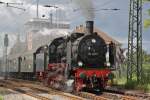 Sonderzug mit 38 2267 des Eisenbahnmuseum Bochum-Dahlhausen an der Spitze bei der Ausfahrt aus dem Bahnhof Haltern am See (23.07.2011)