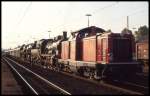 Lengerich in Westfalen am 9.7.1993: 211200 fährt mit einem Sonderzug des Eisenbahn Kurier, bestehend aus 381772 und 503655, um 19.55 Uhr nach Münster ab.