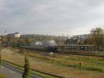 41 1144-9 (Elstertalexpress) im Bf Greiz am 04.10.08. Im Hintergrund links kann man das Schloß von Greiz sehen.