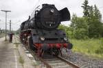 Im Bahnhof Dombühl macht der Museumszug des Bayerischen Eisenbahnmuseums Kopf.