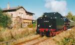 Ehemaliger Bahnhof Cronheim, Blick nach Norden: Am 22.10.95 setzte das Bayerische Eisenbahnmusuem die 41 1150 vor dem letzten Zug der Saison ein.