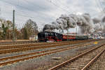 Im Rahmen des Bahnhofsfestes am 24.03.2018 in Treysa, boten die zugehrigen Eisenbahnfreunde zwei Pendelfahrten mit der angemieteten Meininger 50 3501 nach Stadtallendorf an.