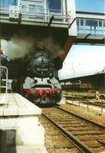 50 3648 mit dem letzten Dampfzug vorm Streckenumbau auf dem Weg nach Stollberg 2001
